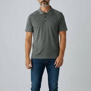 Lululemon Metal Vent Tech Polo Shirt Mens Sz M Gray Short Sleeve Preppy Casual